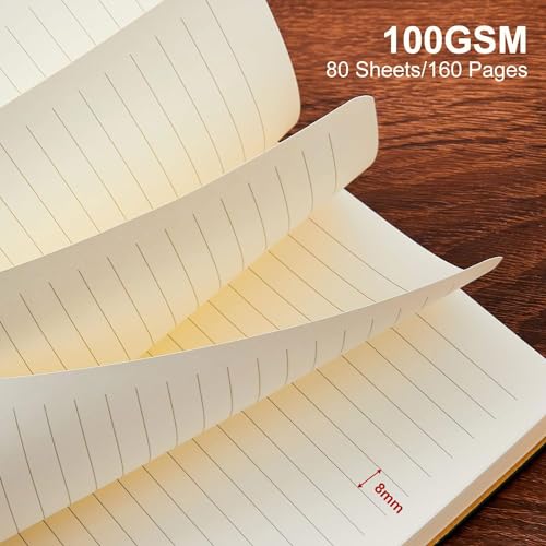 Lined Journal Notebook for Work College Ruled Note Book 5.79"x8.27"A5 PU Leather Daily Journaling 216 Pages for Women Men Writing Home School Supplies Business (Khaki) - color: 01-Khaki-1pack, style: B5 Lined 160pages
