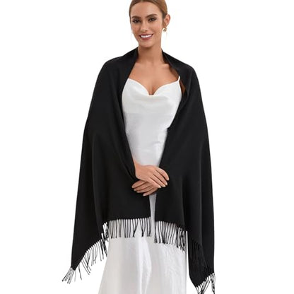 Pashmina Scarf and Shawl - Soft Women Pashminas Wrap for Wedding Evening Party dresses - color: B#. Black