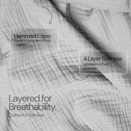 Salt Earth 100% Cotton Muslin Throw Blanket Gauze Blanket 50"X70" Throw 4 Layered for Couch, Bed, Living Room, Lightweight & All Season Blankets & Throws, Easy to wash, Skin Friendly(Scottish Grey) - color: Scottish Grey, size: 50"X70" Large Throw