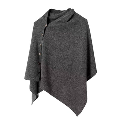 Women's Versatile Knitted Shawls Scarf Poncho Sweater Capes with Buttons Lightweight Spring Summer Fall Winter Wraps - color: Dark-grey