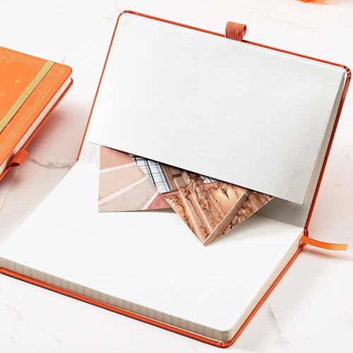 Artfan Ruled Notebook/Journal – Premium Thick Paper Classic Writing Notebook with Pocket + Page Dividers Gifts, Banded, Large, 128 Pages, Hard Cover, Lined (5.3" x 8.26") - Orange - color: Brown 1