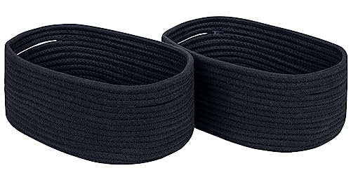 CubesLand Cute Black Basket Bins,Small Woven Storage Baskets for Shelf,Baby Nursery Basket Bin,Cube Organizer Basket Bin,Soft Toys Storage Basket,Home Decor Organization Bins 12 x 8 x 5 inches - color: Black, size: 2pcs-small basket