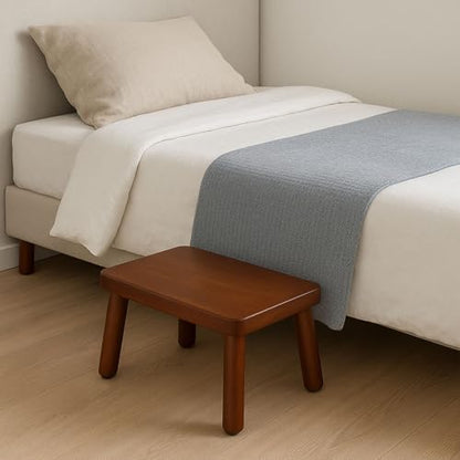 Wooden Step Stool, Foot Stool with Non-Slip Mat, One Step Stool, Small Stool for High Beds, Office, Bedroom, Bathroom (Brown, Small) - color: Brown, size: Small