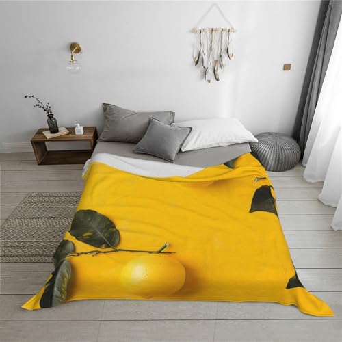 Yellow Lemon 1 Prints Throw Blanket (320g Flannel) Anti-Pilling Warm Fuzzy Blankets for Bed Sofa Couch Travel 40x30 Inch - color: Yellow Lemon 1, size: 40x30 Inch