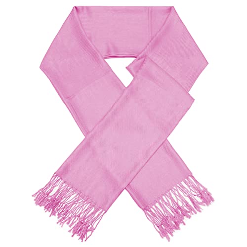 Glory Max Women Large Soft Silky Pashmina Shawl Wrap Scarf in Plain Solid Colors - color: Pink