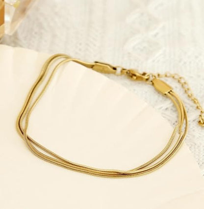 Gold Bracelets for Women, 14K Gold Plated Stackable Bracelet Stack Set Adjustable Charm Paperclip Chain Snake Link Layered Waterproof Jewelry Sets Gifts - style: Herringbone Chain GD