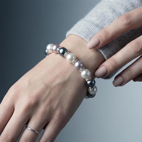 Healing Bracelet For Women Anxiety Crystal Bracelet Chakra Beaded Bracelets Rose Quartz Crystals And Healing Stones Yoga Bead Bracelet Calming Stretch Bracelet Stress Relief Gifts For Women - color: Silver-Shell Bead