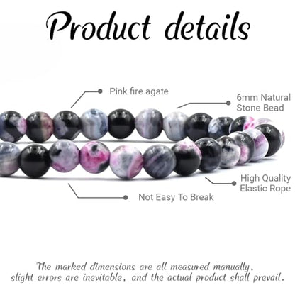 Natural Energy Healing Stone Charm Bracelet 8mm Natural Energy Healing Lava Rock Bracelet - Unisex - size: Large