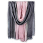 Two-tone Linen Scarf for Women Lightweight Summer Wrap Cotton Shawl Beach Travel Pashmina Gauze 75"×35" - color: Pink/Light Grey