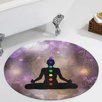 Chakra Silhouette of Female Doing Yoga Ultra Soft Non-Slip Area Rugs Indoor Coral Velvet Floor Mat Short Flannel Carpet for Living Room Bedroom Dining Room