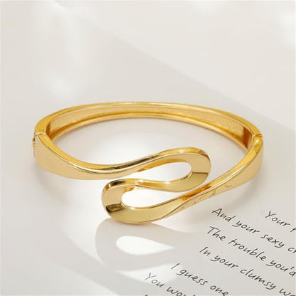 Minimalist Gold Bangle Bracelet, Polished Cuff Bracelets Stackable Birthday Gift for Women - color: Gold 2