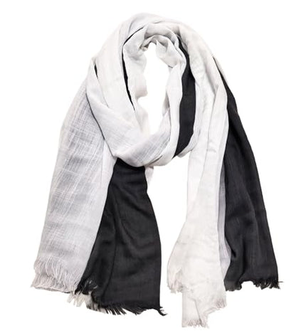 Women's Cotton Scarves Lady Light Soft Fashion Solid Scarf Wrap Shawl - color: 1 # Black and White
