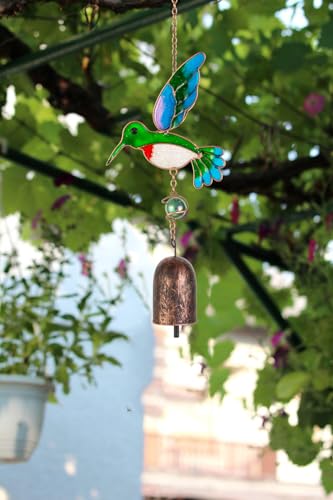 Wind Chimes,Humingbird Patio Decor,Outdoor Decor,Garden Decor,Window Hanging,Aluminum Bell