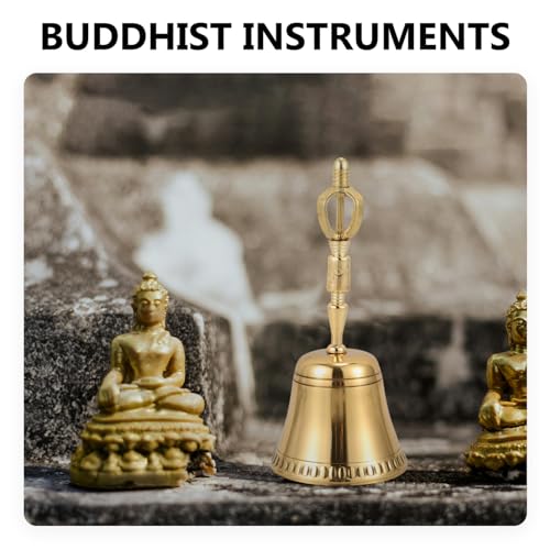 Vaguelly Portable Buddha Prayer Bell Traditional Four-point Hand Bell for Home Meditation Soothing Sound for Relief and Aesthetic Decor