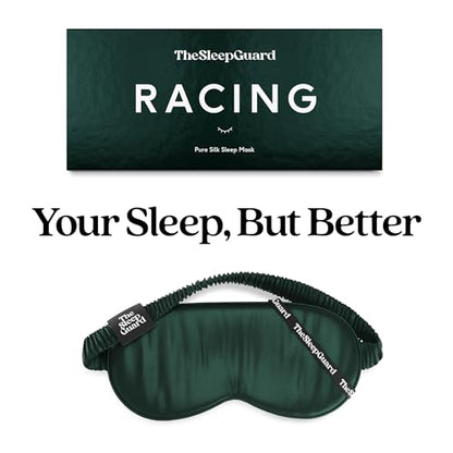 Pure Silk Sleep Mask [100% 6A Mulberry Silk, 22 Momme] Light Blocking Travel Essentials. Eye Masks for Sleeping. Black Oeko-Tex Blindfold. Eye Covers for Men & Women - color: Racing Green