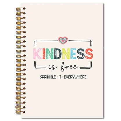 JINYO Inspirational Kindness Quote Notebook, Kindness Gifts, Kindness Is Free Sprinkle It Everywhere Motivational Notebooks for Women Men, Positive Affirmations Journal, Spiral Notebook 5.5x8.3 Inch - color: white Kindness Notebook