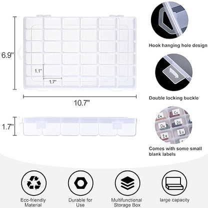 2 Pack 36 Grids Clear Plastic Organizer Box with Adjustable Dividers, Small Craft Organizers and Storage, Compartment Container for Bead, Nail, Jewelry, Art, DIY Crafts, Fishing Tackle, Small Items
