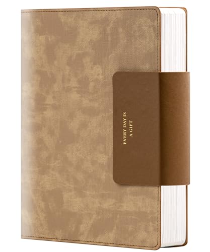 Leather Journal for Men 320 Pages B5 Large Journaling Notebooks with 100 GSM Thick Paper Journals for Writing Notebook for Men & Women with Buckle Closure Work Diary, 7.28" x 10.23", Brown