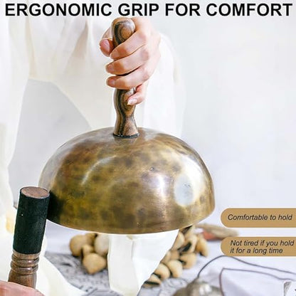 Handheld Metal Singing Bowl,Easy to Carry Meditation Sound Bowl, Removable Meditation Yoga Buddha Sound,Tibetan Meditation Set for Yoga, Chakras, Unique Gift,21-22cm - size: 21