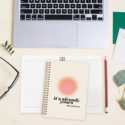 BearCake Aesthetic Aura Preppy Notebooks, It's Already Yours the Universe Inspirational Notebooks, Trendy Y2K Pink Notebook Journal, Pink Aesthetic Office Supplies, Hardcover Spiral Notebook 5.5x8.3 - color: white-physiotherapy-yours