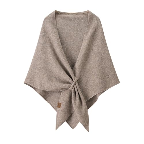 WaJuemy Pashmina Shawl Wraps for Women Cross Sweater Shawls and Wraps Cardigan Cape Front Poncho Knit Cashmere Sweater Shawl - color: 13 Khaki Dl