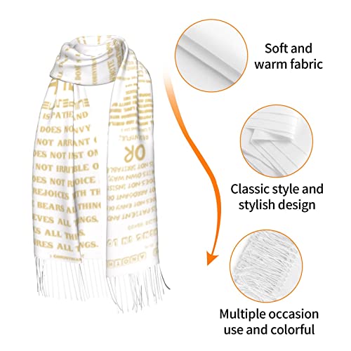 Presents for Women,White Religious Christian Jesus Loves Me Bible Verse Fringe Pashmina Shawl Wrap for Bridal Wedding Party - color: White Gold Love