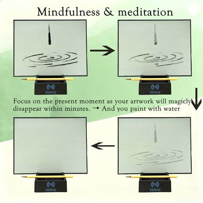 ZENHZ Zen Buddha Water Painting Board with OM 136.1 Hz Tuning Fork – Mindfulness & Meditation Kit for Stress Relief, Relaxation, Calligraphy Practice, and Sound Therapy, Unique Gift