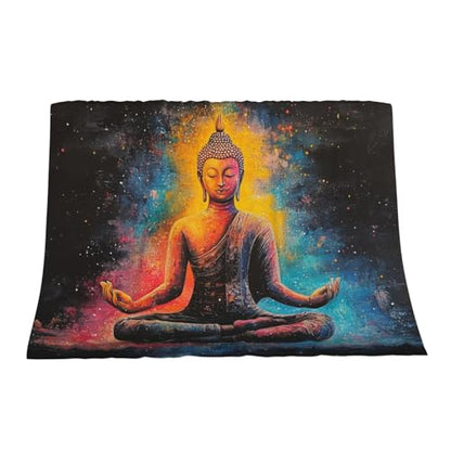 Fleece Blanket,Zen Meditation,Ultra-Soft Flannel Throw Featuring Seated Buddhist Monk,Lightweight and Warm,Peaceful Design for Yoga,Mindfulness,Gifts for Family and Friends 40x50 Inch