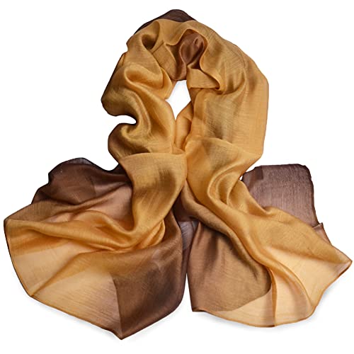 Cotton Silk Scarf Elegant Soft Wraps Color Shade Scarves for Women - color: Gradient - Yellow