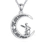 Sun and Moon Necklace 925 Sterling Silver Sun Moon Pendant Gemstone Jewelry Gifts for Women - style: Bunny