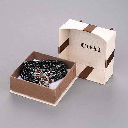COAI Black Obsidian Stone Bracelet Necklace Mala Beads 108 - style: Red Tiger Eye