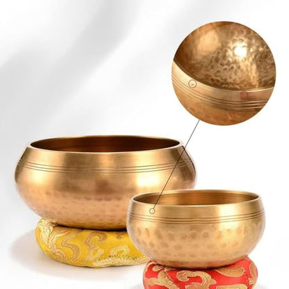 Tibetan Handmade Brass Singing Bowl, Yoga Meditation Bowl for Sound Healing Stress Relief 1pc(12cm) - size: 12cm