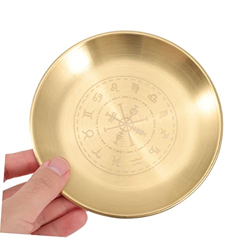 DOITOOL 2pcs Pentacle Candleholder Tray Metal Altar Plate for Ceremony Decor Decorative Pillar Candle Stand Unique Patterns for Rituals Home and Special Events
