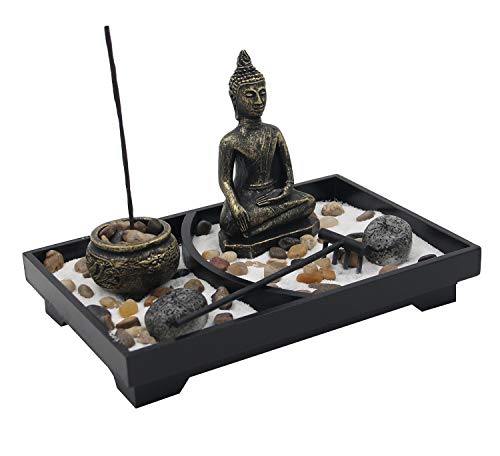 Buddha Zen Garden Tea Light Candle Holder Set (Meditation Buddha)