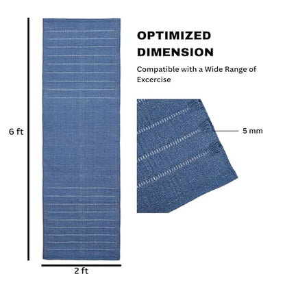 Sivi Herbal Organic Cotton Yoga Mat - Eco-Friendly Hand-Woven Non-Slip Rug - Thick & Comfortable (24”x72”x5mm) for Home Fitness & Yoga - color: Indigo Moon