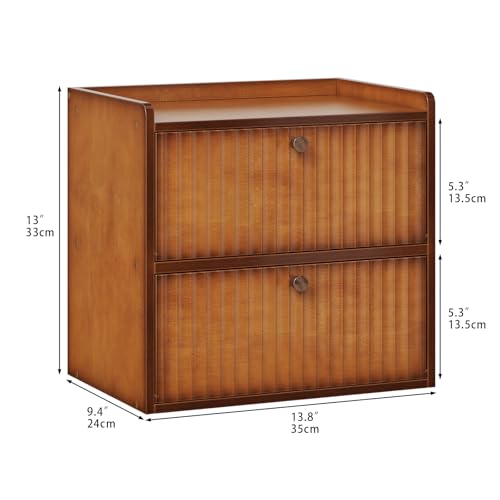 Trironsun Rustic Bread Box for Kitchen Countertop Bamboo Bread Storage Container Bin Double Layer BreadBox Farmhouse Large Capacity Food Organizer (Brown) - color: Brown