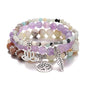 Tree of Life Yoga Healing Stone Bracelets,Multilayer Lotus Chakra Stone Reiki Bracelet Sets,Anxiety Crystal Natural Stone,for Women Stress Relief - style: Amazon stone + Amethyst