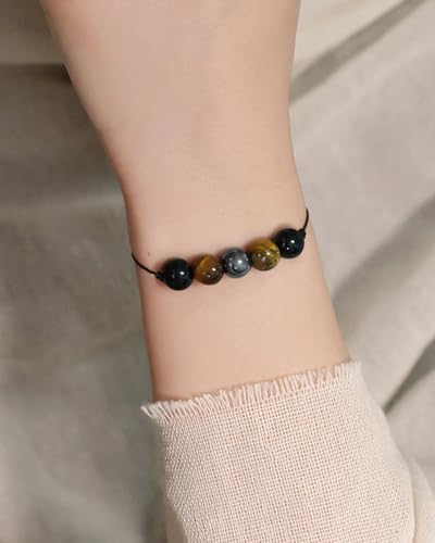 yfstyle Crystal Healing Stones Bracelets for Women & Men - Amethyst Anxiety Protection Bracelets - Natural Gemstones Jewelry Gifts - color: Protection
