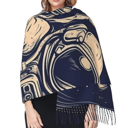 Astronaut Sitting in Yoga Chakra Scarf for Women Warm Soft Scarves Fashion Fringed Shawl Casual Tassel Blanket Scarf - color: Astronaut Men