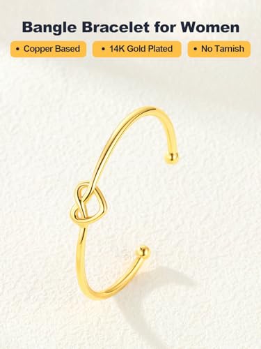 U7 Unisex Simple Cuff Bracelet 18K Real Gold Platinum Plated Fine Bracelets Fashion Jewelry Open Bangle Cuff Bracelets, Twisted or Heart Style - color: D.Knot Bracelet-Gold