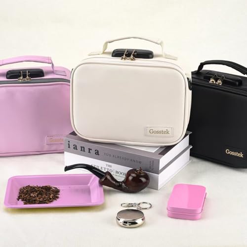 PU Leather Travel Bag with Combination Lock, Premium Organizers Box case, Durable Food Container Box for Home and Travel, Beige, Medium.