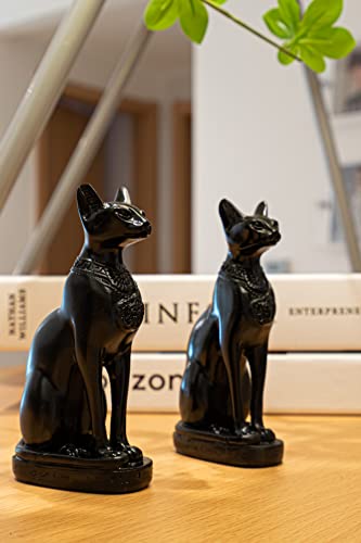 EASCHEER Egyptian Cat Goddess Bastet Statue Egyptian Décor 1PCS(4.2 inches Black) - color: Black Bastet