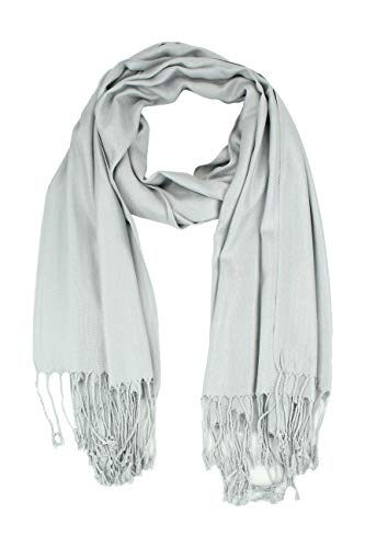 Luxurious Pashmina Feel Scarf & Shawl - Soft Solid Color Wrap for Weddings, Evening Dresses, Gifts - color: . Light Gray