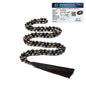 8mm Triple Protection Mala – Black Obsidian, Tiger Eye & Hematite 108 Bead Meditation & Prayer Necklace with Lab Certified Authenticity