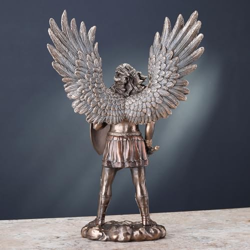 Veronese Design 14 Inch Saint Michael The Archangel in Battle Armor Cold Cast Resin Statue Antique Bronze Finish Sculpture
