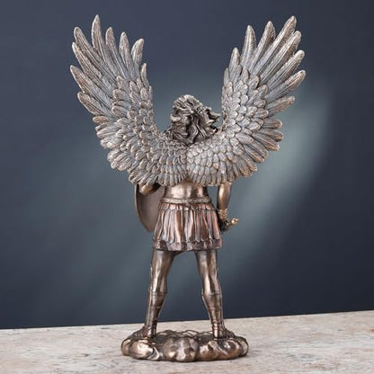 Veronese Design 14 Inch Saint Michael The Archangel in Battle Armor Cold Cast Resin Statue Antique Bronze Finish Sculpture