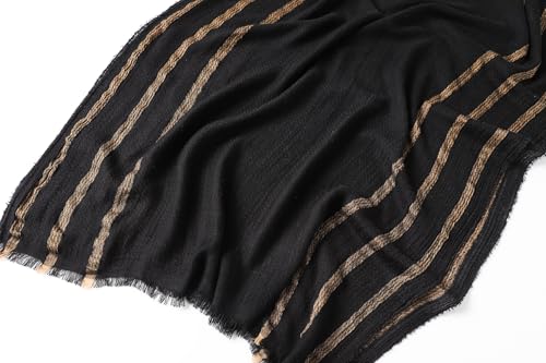 WINCESS.YU Women Gradient Scarf Long Shawls and Wraps Fashion Plain Pashmina Formal Scarf - color: Lx92-black