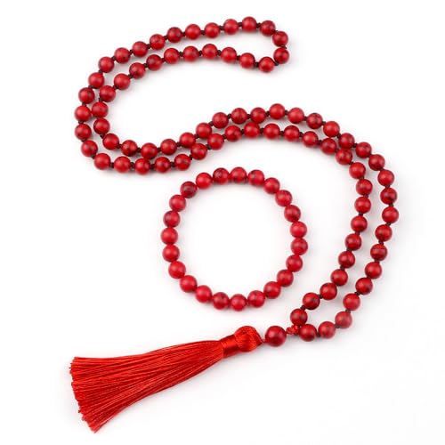 Turquoise Heart Chakra Mala Necklace, Meditation Energized Handmade 108 Buddhist Prayer Beads,Reiki Spiritual Healing Energy Necklace,Unconditional Love Abundance Forgiveness Trust Compassion Child birth,Monther's Day BirthdayGift for Women - color: Blue