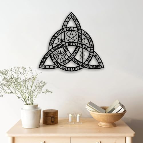 Celtic Rope Knot Metal Wall Decor - Infinity Symbol Triquetra Knot Room Decor Wall Art Home Decor for Living Room, Bedroom, Dining Room, Office (Black)