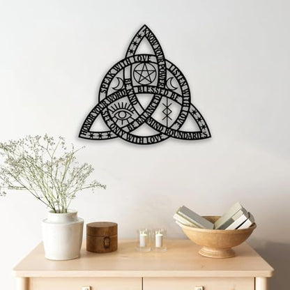 Celtic Rope Knot Metal Wall Decor - Infinity Symbol Triquetra Knot Room Decor Wall Art Home Decor for Living Room, Bedroom, Dining Room, Office (Black)